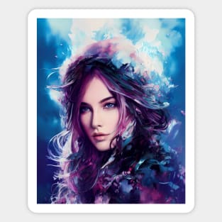 Vibrant Ice Beautiful Young Woman Color Smear Abstract Magnet